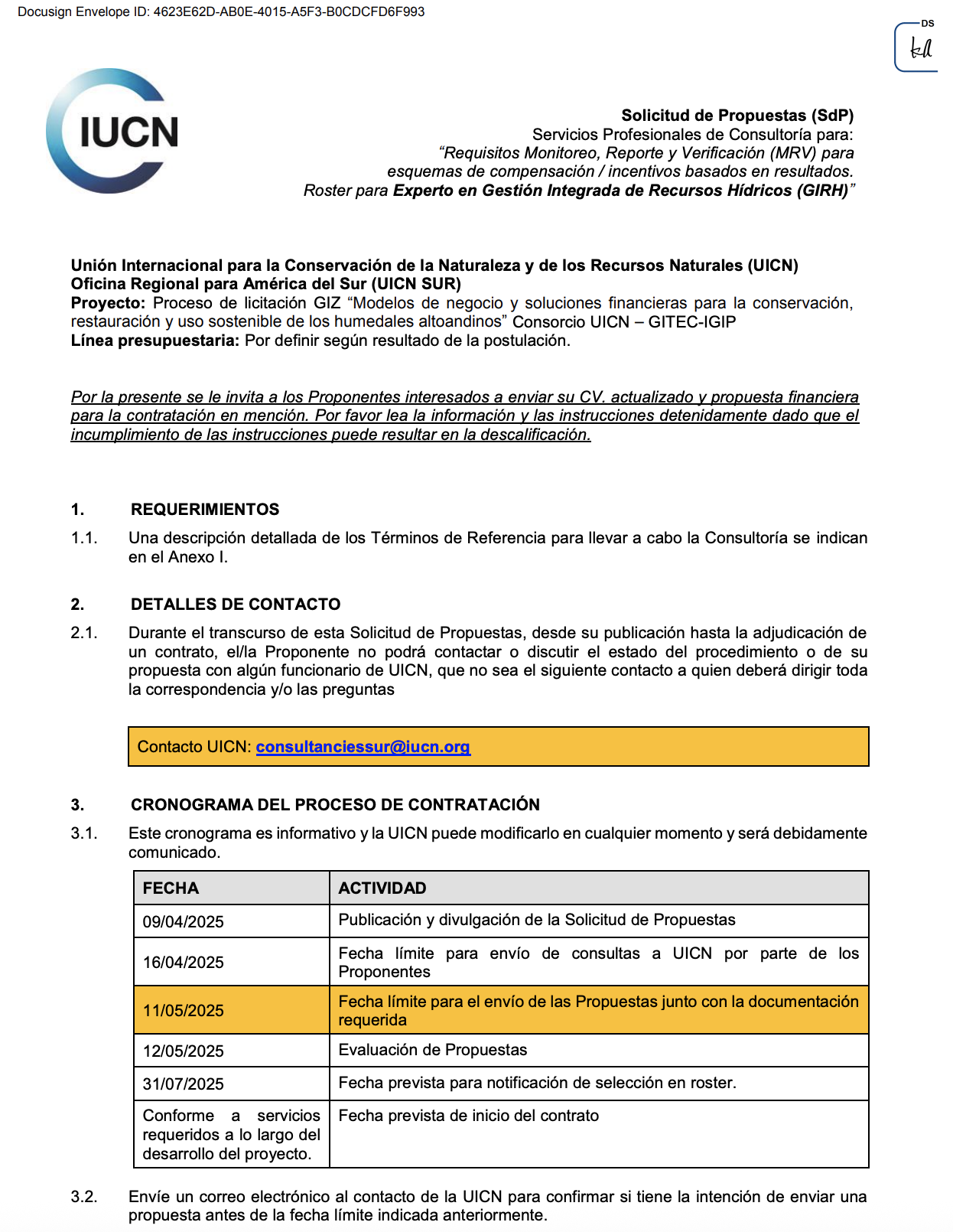 Convocatoria – Roster de Expertos en GIRH (UICN)